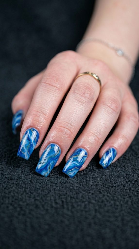 blue acrylic nails