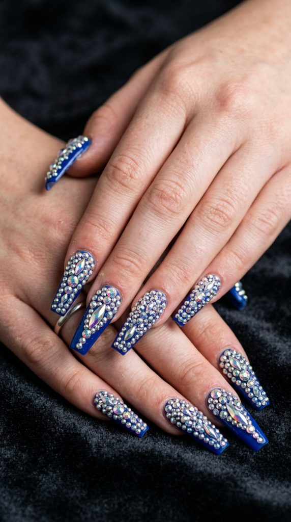 blue acrylic nails