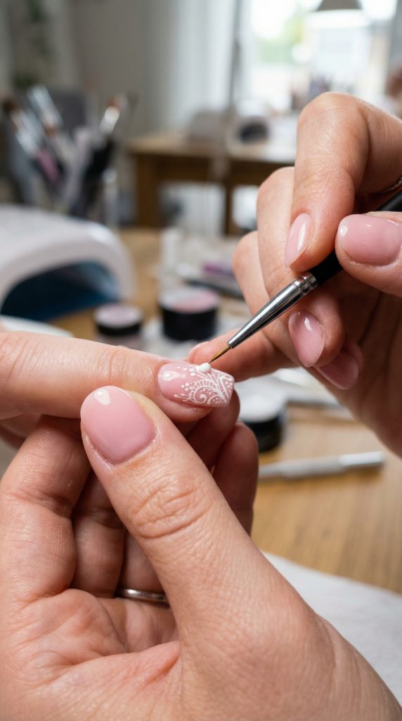 how to create lace nail art with builder gel