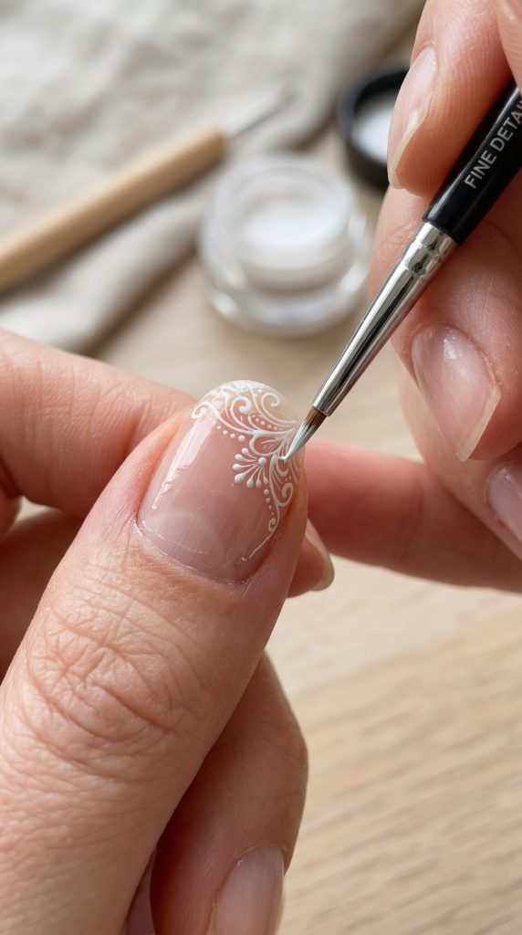 how to create lace nail art with builder gel