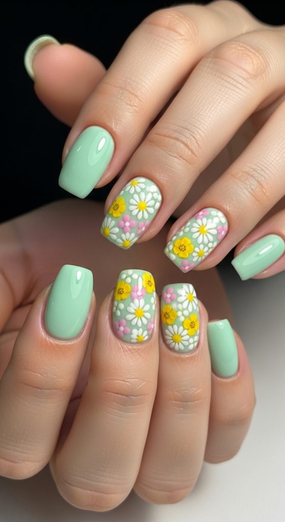 floral nail art