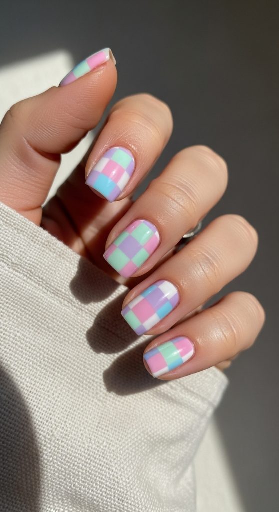 spring checkered nails