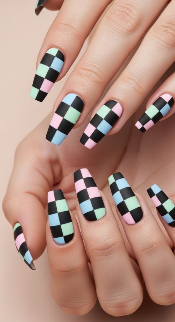 spring checkered nails