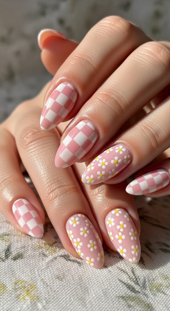 spring checkered nails