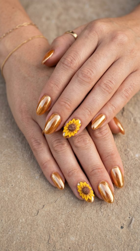 3D Sunflower Nails