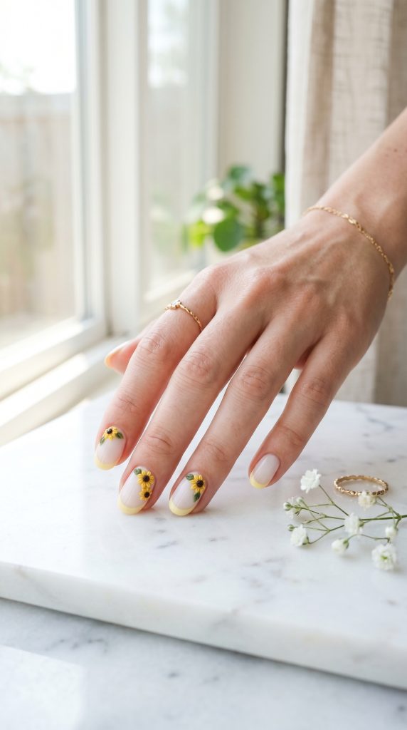 3D Sunflower Nails