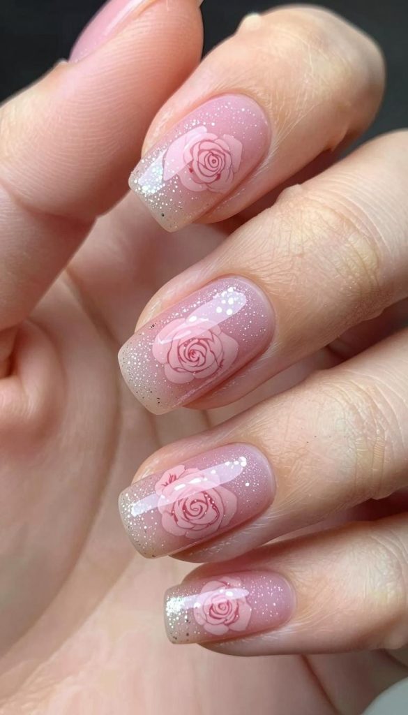 rose nail art


