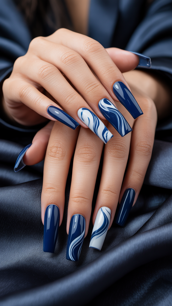 Blue and White Nail Designs 