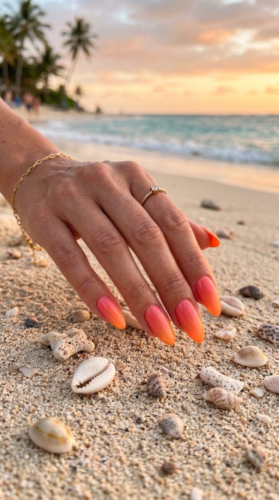 Orange summer nails