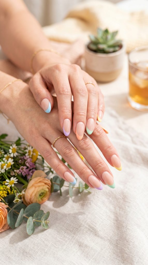 summer french tip nails
