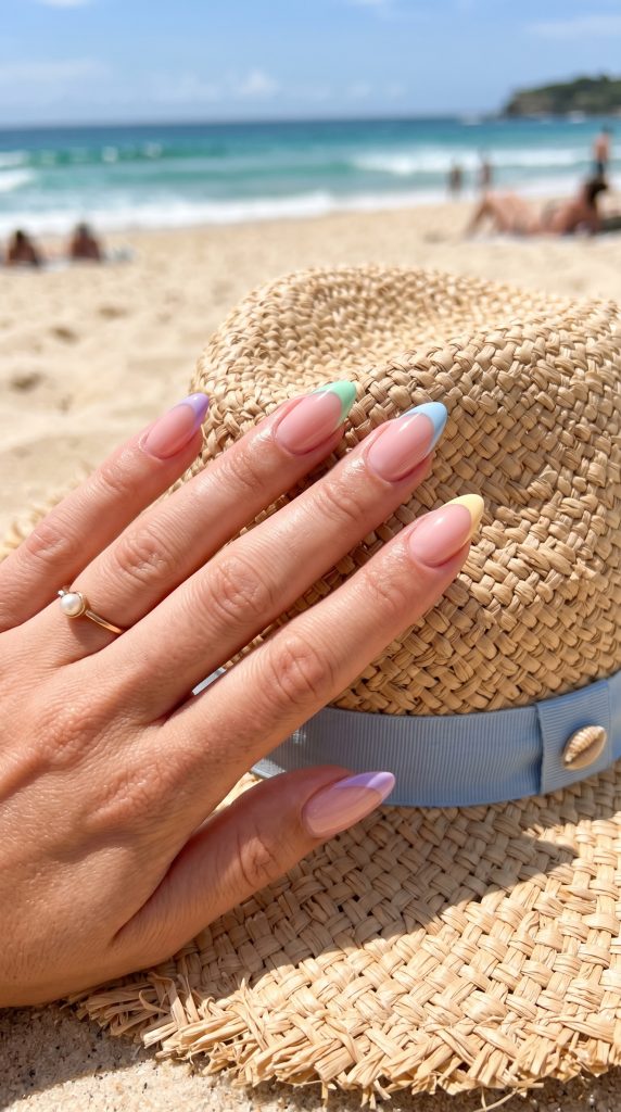 french tip almond nails