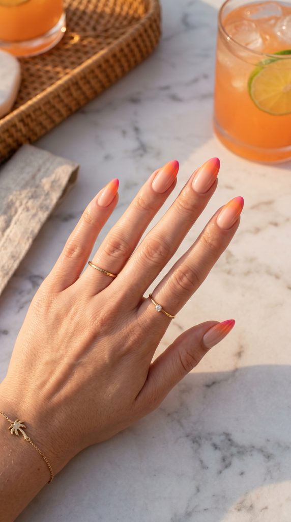 summer french tip nails