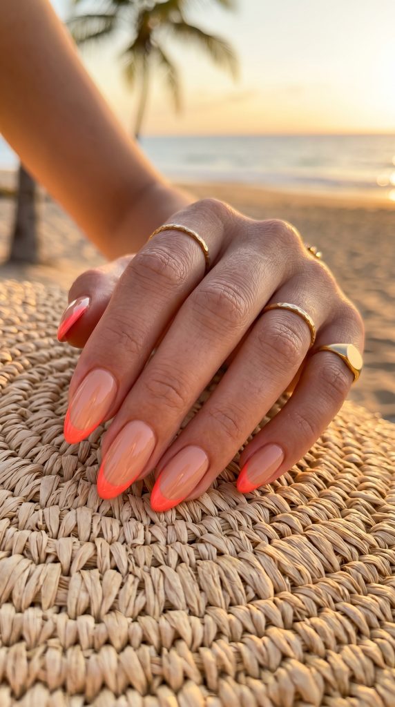 summer french tip nails
