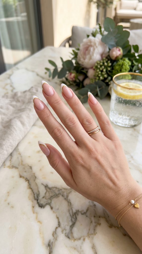 french tip almond nails