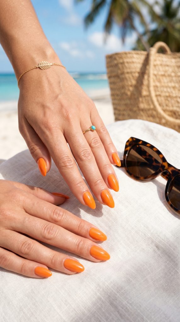 Orange summer nails