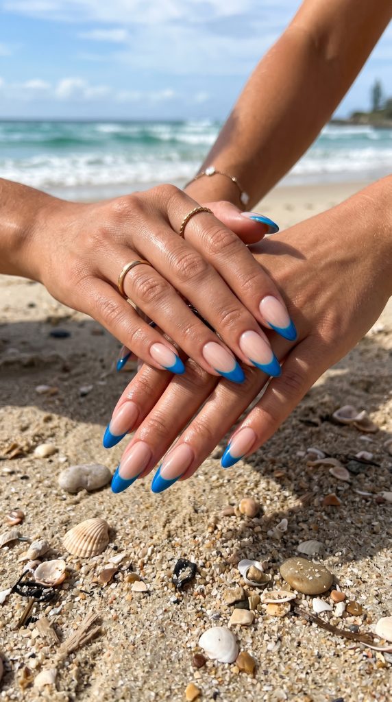 summer french tip nails