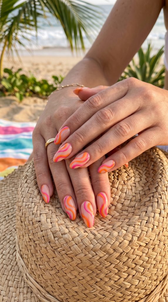 Orange summer nails
