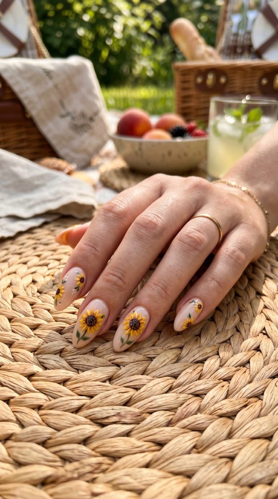 simple summer flower nails