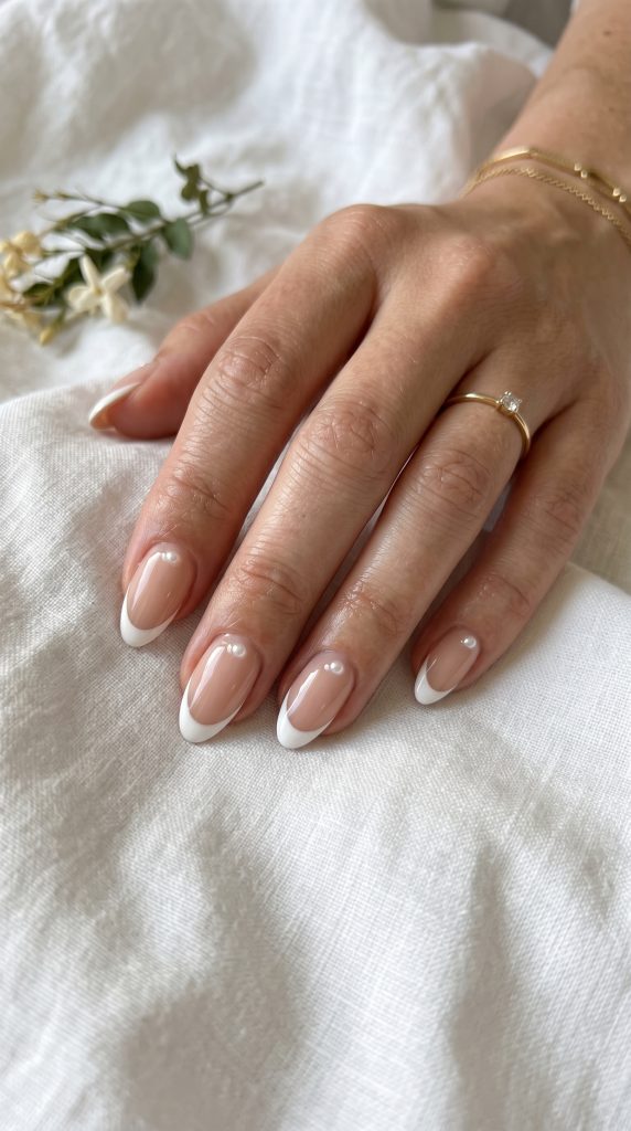 french tip almond nails