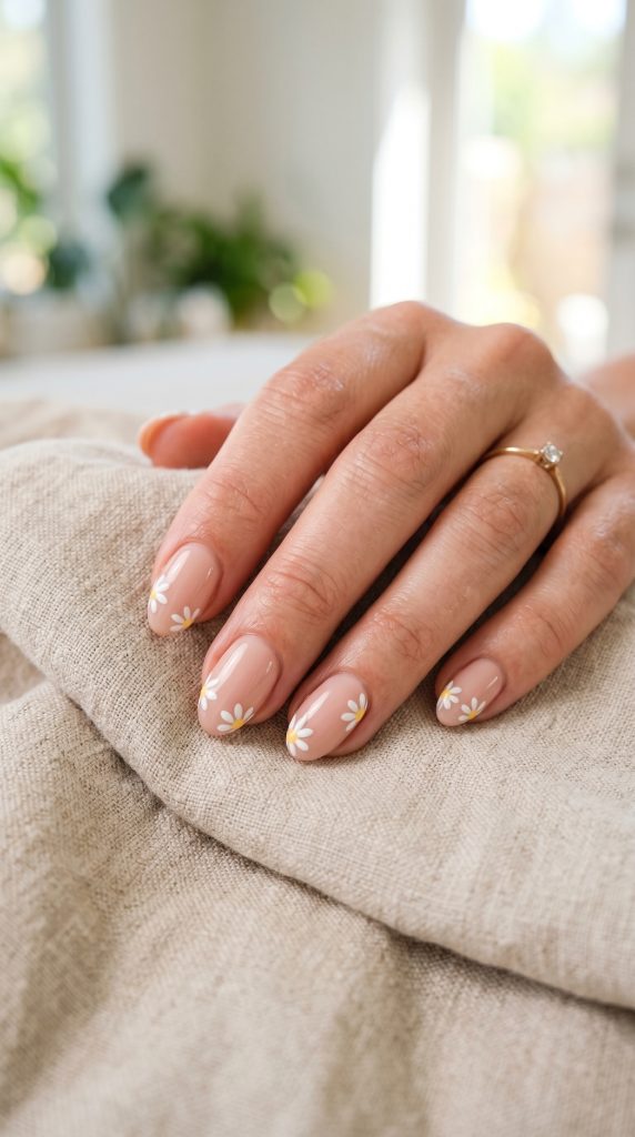 simple summer flower nails