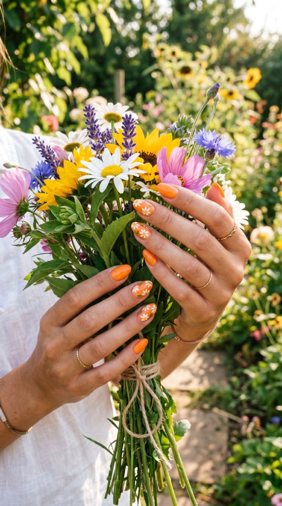Orange summer nails