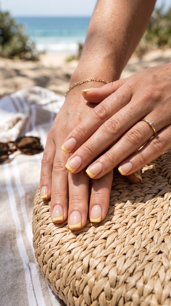 summer french tip nails