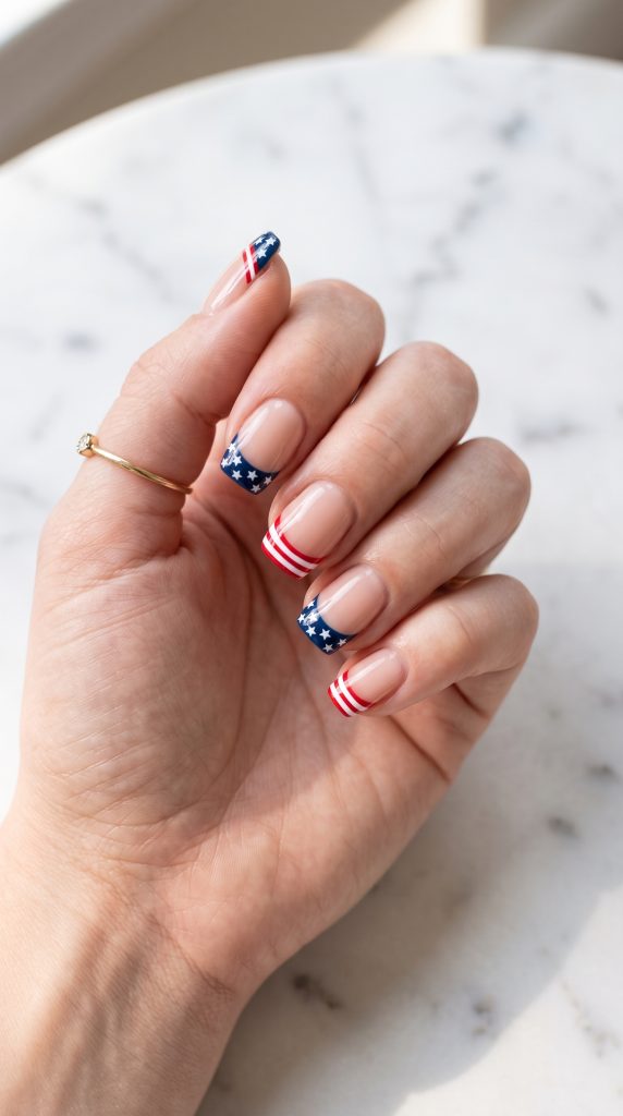 simple fourth of july nails