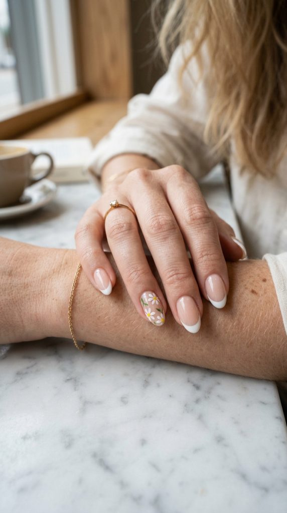 Floral French Tip Nails